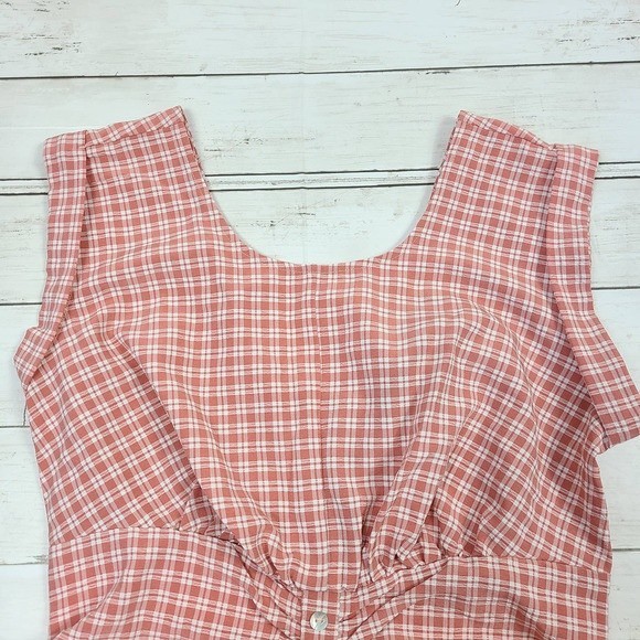 Code x Mode Pink Gingham Dress Ruched Front Size S - NWT - Picture 6 of 12
